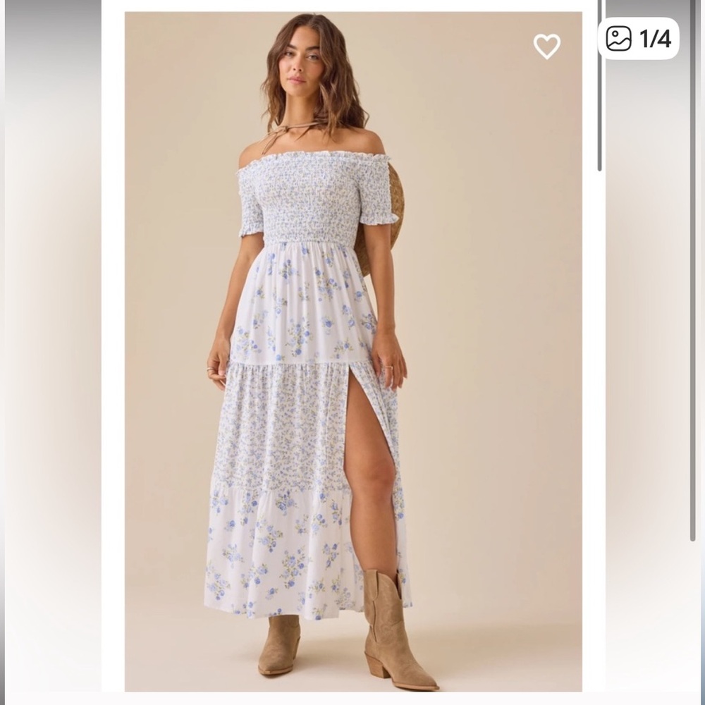 Altar'd State Ivory and Blue Floral Maxi Dress. Worn once. Perfect condition.